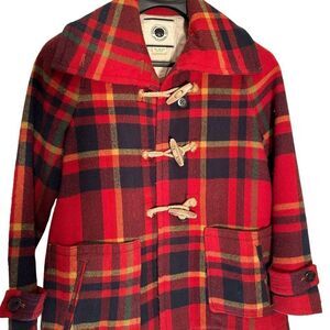 Daughter of the Liberty Plaid Wool Blend Duffle Coat Red Black Size 2